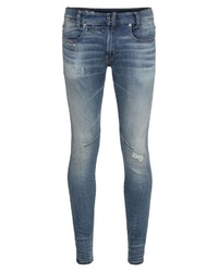 blaue enge Jeans mit Destroyed-Effekten von G-Star RAW