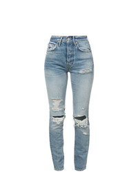blaue enge Jeans mit Destroyed-Effekten von Grlfrnd