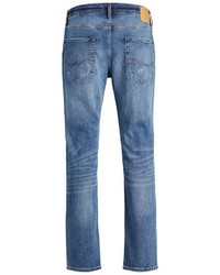 blaue enge Jeans mit Destroyed-Effekten von Jack & Jones