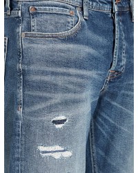 blaue enge Jeans mit Destroyed-Effekten von Jack & Jones