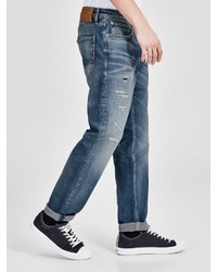 blaue enge Jeans mit Destroyed-Effekten von Jack & Jones