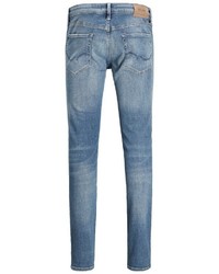 blaue enge Jeans mit Destroyed-Effekten von Jack & Jones