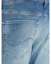 blaue enge Jeans mit Destroyed-Effekten von Jack & Jones