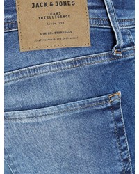 blaue enge Jeans mit Destroyed-Effekten von Jack & Jones