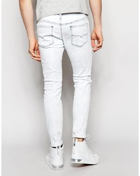 blaue enge Jeans mit Destroyed-Effekten von Diesel