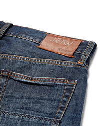 blaue enge Jeans mit Destroyed-Effekten von Jean Shop