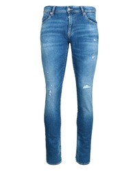 blaue enge Jeans mit Destroyed-Effekten von Le Temps des Cerises