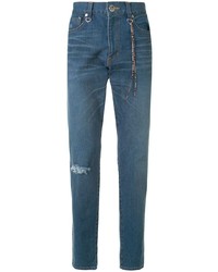 blaue enge Jeans mit Destroyed-Effekten von Mastermind World