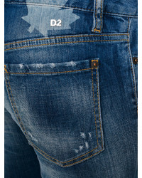 blaue enge Jeans mit Destroyed-Effekten von Dsquared2