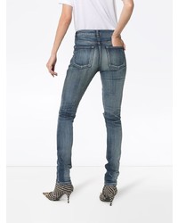 blaue enge Jeans mit Destroyed-Effekten von Saint Laurent