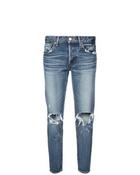 blaue enge Jeans mit Destroyed-Effekten von Moussy Vintage