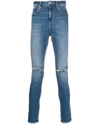 blaue enge Jeans mit Destroyed-Effekten von Neuw