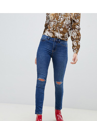 blaue enge Jeans mit Destroyed-Effekten von New Look Tall