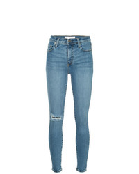 blaue enge Jeans mit Destroyed-Effekten von Nobody Denim