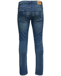 blaue enge Jeans mit Destroyed-Effekten von ONLY & SONS