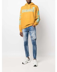 blaue enge Jeans mit Destroyed-Effekten von DSQUARED2