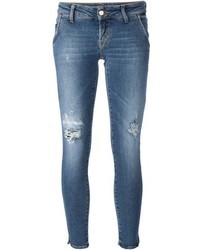 blaue enge Jeans mit Destroyed-Effekten von (+) People
