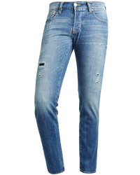 blaue enge Jeans mit Destroyed-Effekten von Pierre Cardin