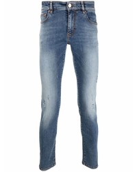 blaue enge Jeans mit Destroyed-Effekten von Pt01