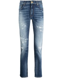 blaue enge Jeans mit Destroyed-Effekten von Pt05