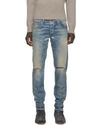 blaue enge Jeans mit Destroyed-Effekten von rag & bone