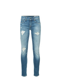 blaue enge Jeans mit Destroyed-Effekten von Rag & Bone