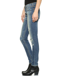 blaue enge Jeans mit Destroyed-Effekten von Rag and Bone