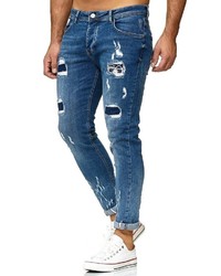 blaue enge Jeans mit Destroyed-Effekten von Redbridge