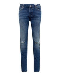 blaue enge Jeans mit Destroyed-Effekten von REVIEW