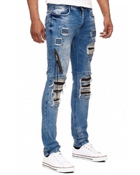 blaue enge Jeans mit Destroyed-Effekten von RUSTY NEAL