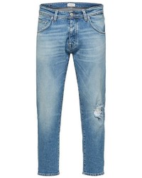 blaue enge Jeans mit Destroyed-Effekten von Selected Homme