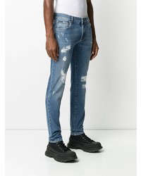 blaue enge Jeans mit Destroyed-Effekten von Dolce & Gabbana