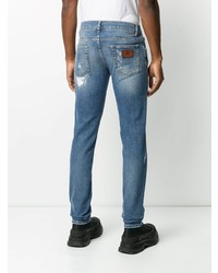 blaue enge Jeans mit Destroyed-Effekten von Dolce & Gabbana