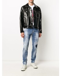 blaue enge Jeans mit Destroyed-Effekten von DSQUARED2