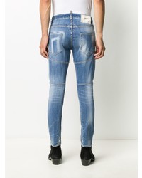 blaue enge Jeans mit Destroyed-Effekten von DSQUARED2