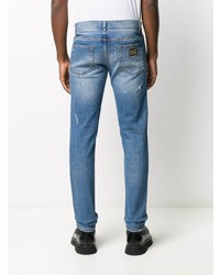 blaue enge Jeans mit Destroyed-Effekten von Dolce & Gabbana