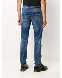 blaue enge Jeans mit Destroyed-Effekten von Philipp Plein