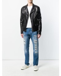 blaue enge Jeans mit Destroyed-Effekten von Alexander McQueen