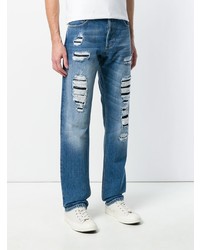 blaue enge Jeans mit Destroyed-Effekten von Alexander McQueen