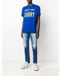 blaue enge Jeans mit Destroyed-Effekten von DSQUARED2