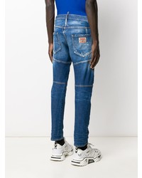 blaue enge Jeans mit Destroyed-Effekten von DSQUARED2