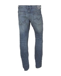 blaue enge Jeans mit Destroyed-Effekten von Tom Tailor Denim