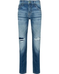 blaue enge Jeans mit Destroyed-Effekten von True Religion