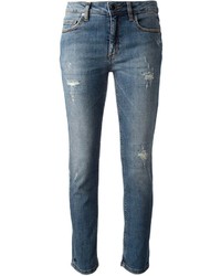 blaue enge Jeans mit Destroyed-Effekten von Victoria Beckham