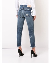 blaue enge Jeans mit Destroyed-Effekten von Moussy Vintage