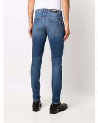 blaue enge Jeans mit Destroyed-Effekten von Balmain