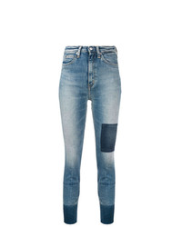 blaue enge Jeans mit Flicken von Calvin Klein Jeans