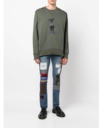 blaue enge Jeans mit Flicken von Junya Watanabe MAN