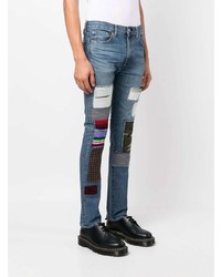 blaue enge Jeans mit Flicken von Junya Watanabe MAN