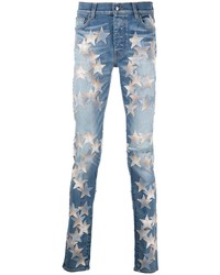 blaue enge Jeans mit Sternenmuster von Amiri